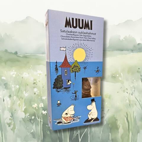 46% Muumi luomu, vegaani,  soijaton suklaa hahmot  80g rasia, 8 kpl